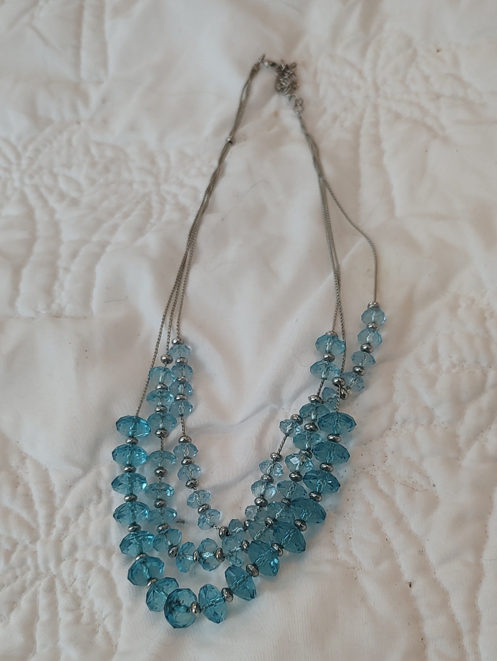 Blue Multi-Strand Crystal Bead Necklace - Women's Jewelry